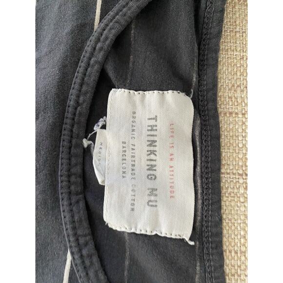 THINKING MU Organic cotton tee Black with White stripes T Shirt M - Picture 5 of 12